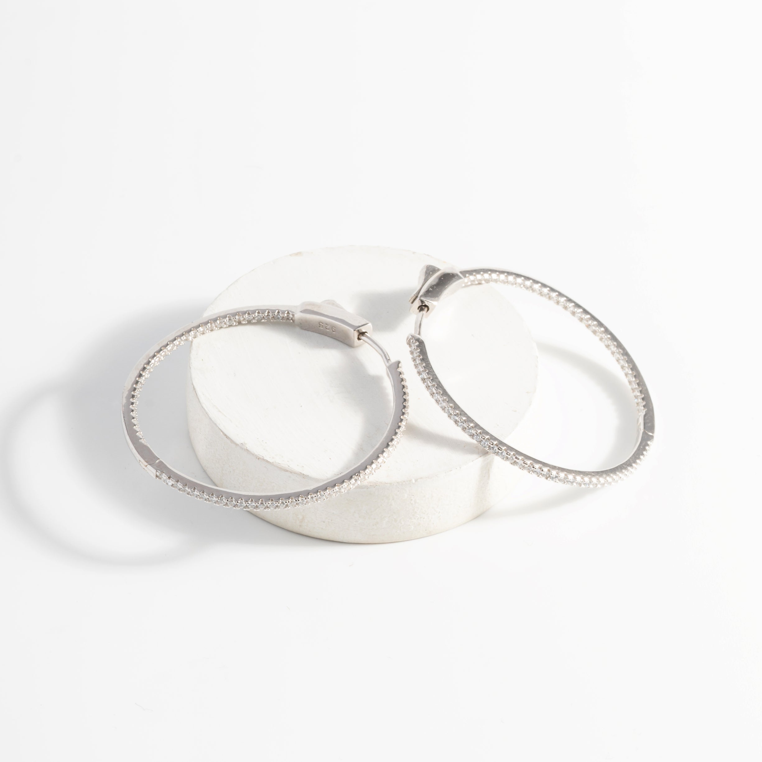 Enchanting Silver CZ Hoop Earrings.