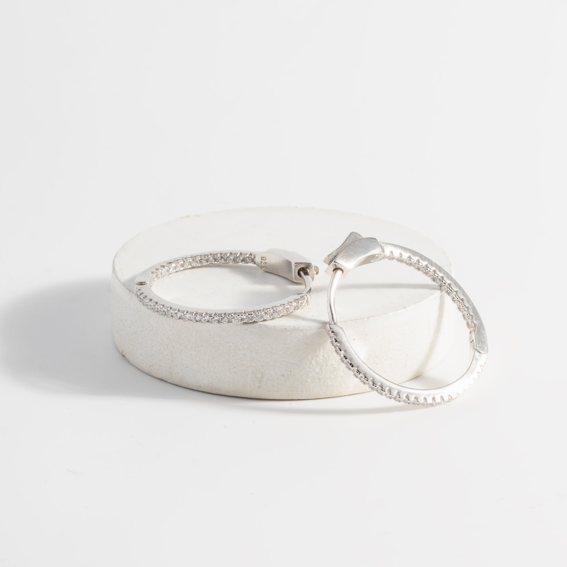 Enchanting Silver CZ Hoop Earrings.