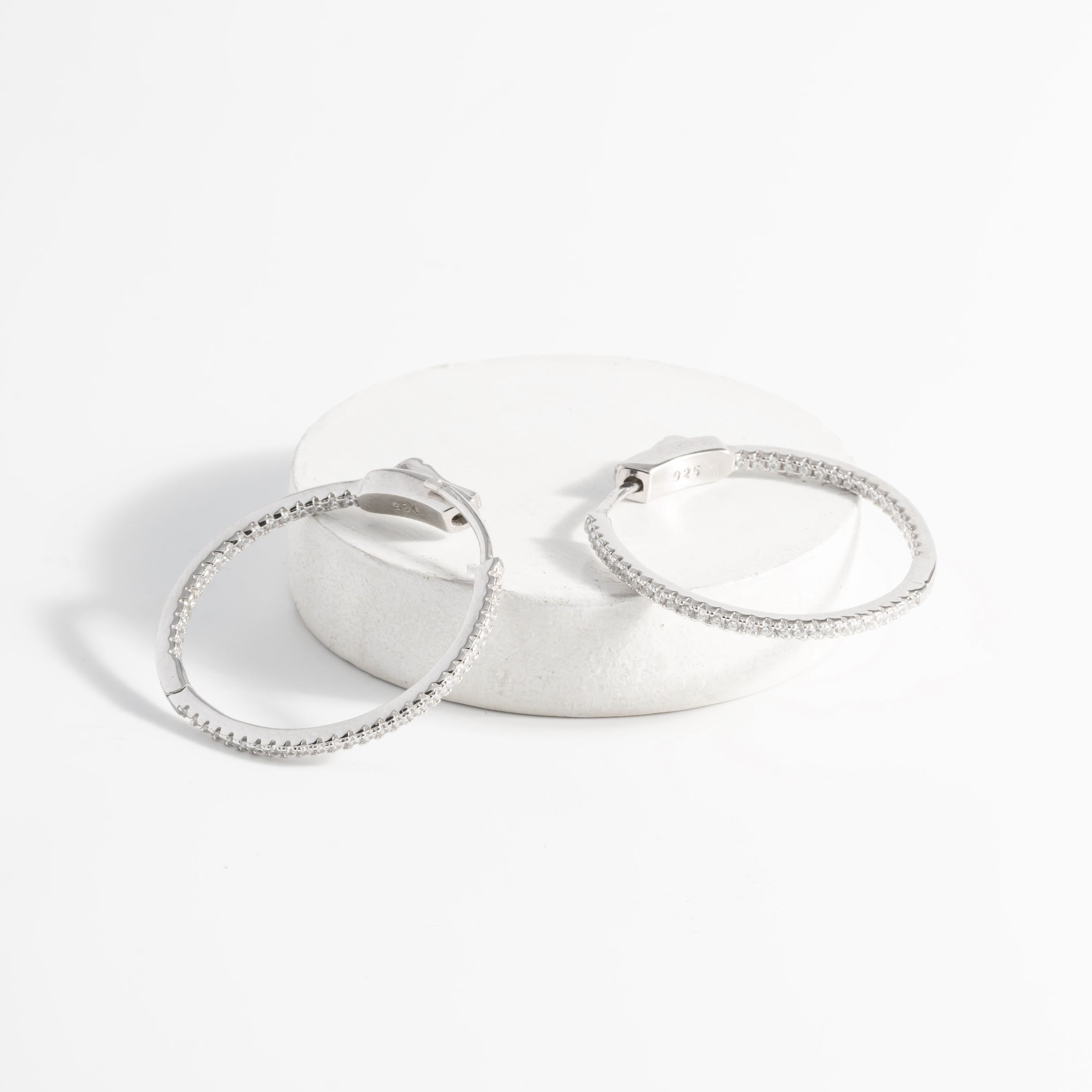 Enchanting Silver CZ Hoop Earrings.