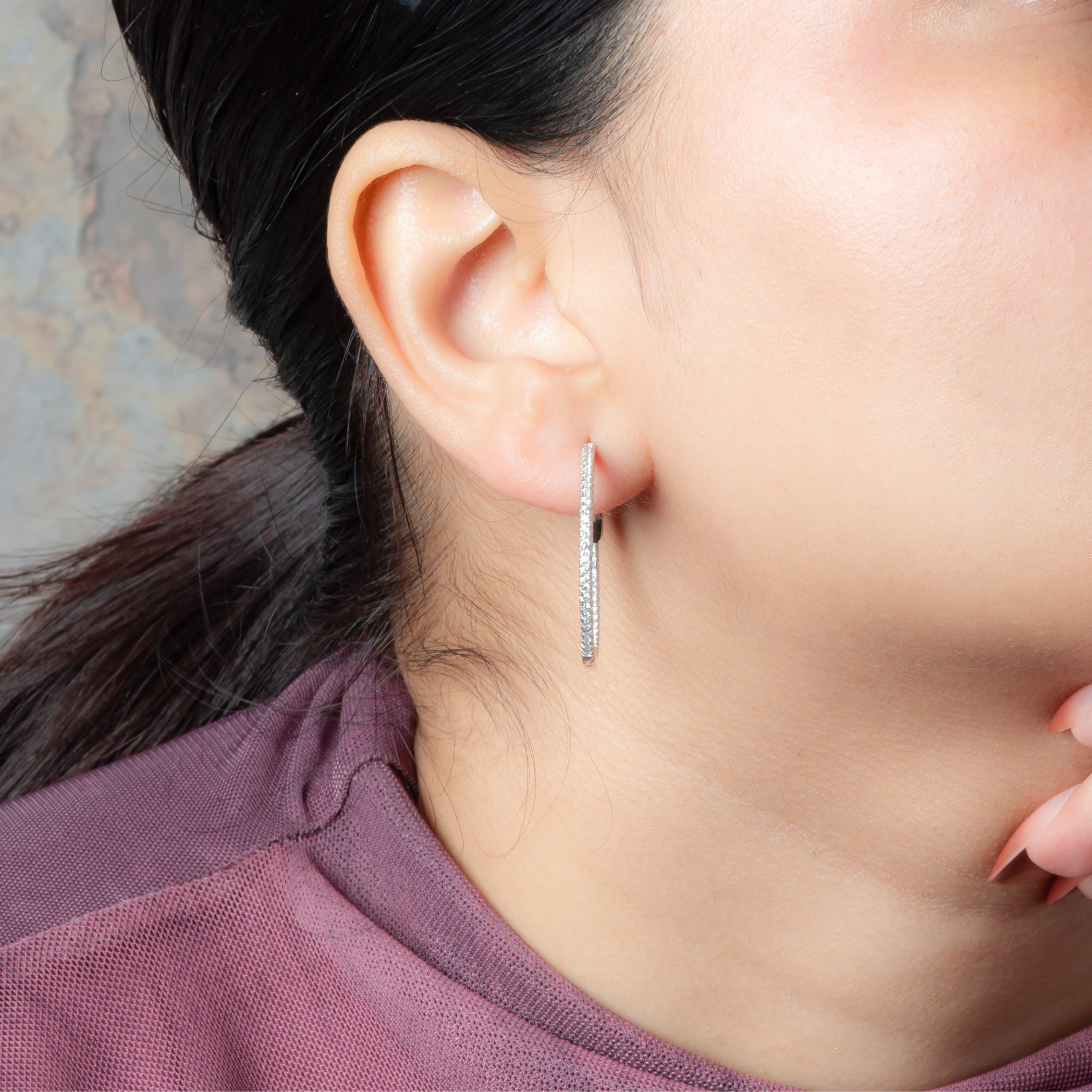 Enchanting Silver CZ Hoop Earrings.