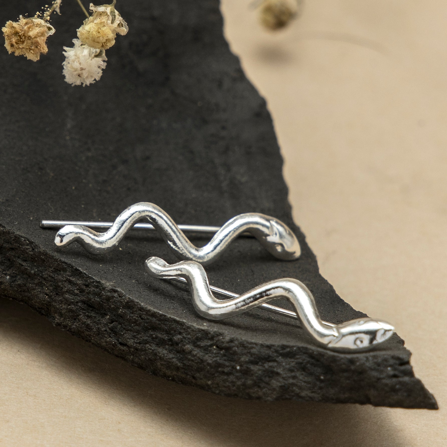 Sterling Silver Snake Ear Cuffs - Sleek Minimalist Design for Casual and Formal Outfits