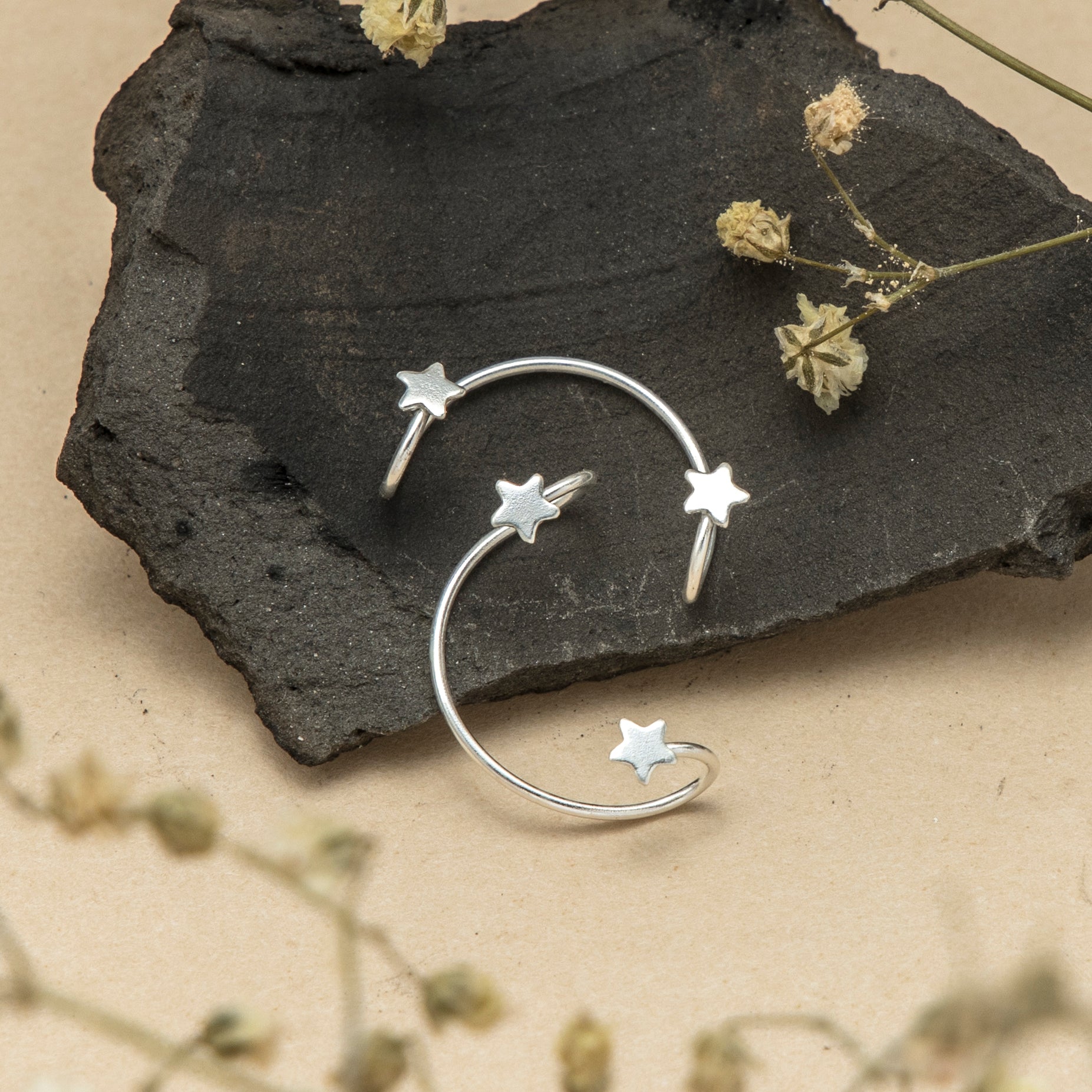 Silver Starlight Ear Cuffs
