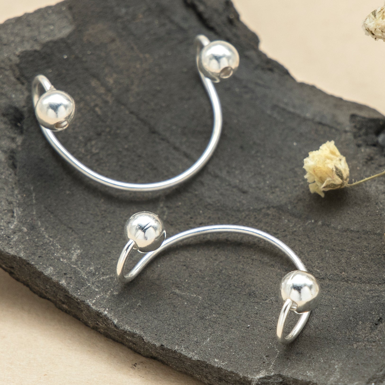 Silver Everyday Ball Ear Cuffs