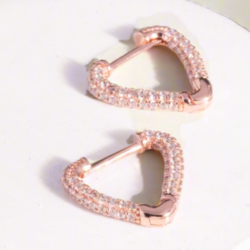 Sleek Triangle CZ ROSE Gold earrings