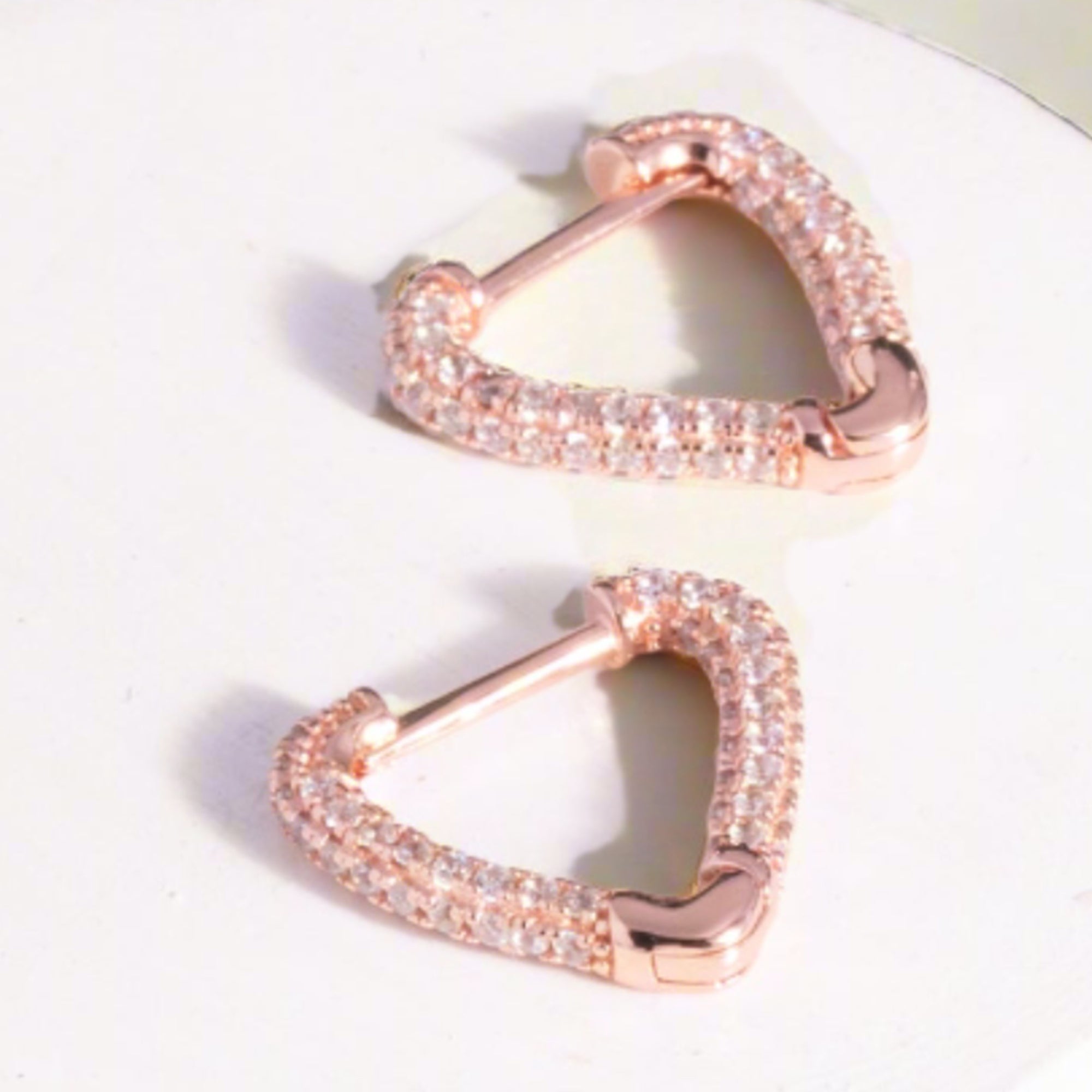 Sleek Triangle CZ ROSE Gold earrings