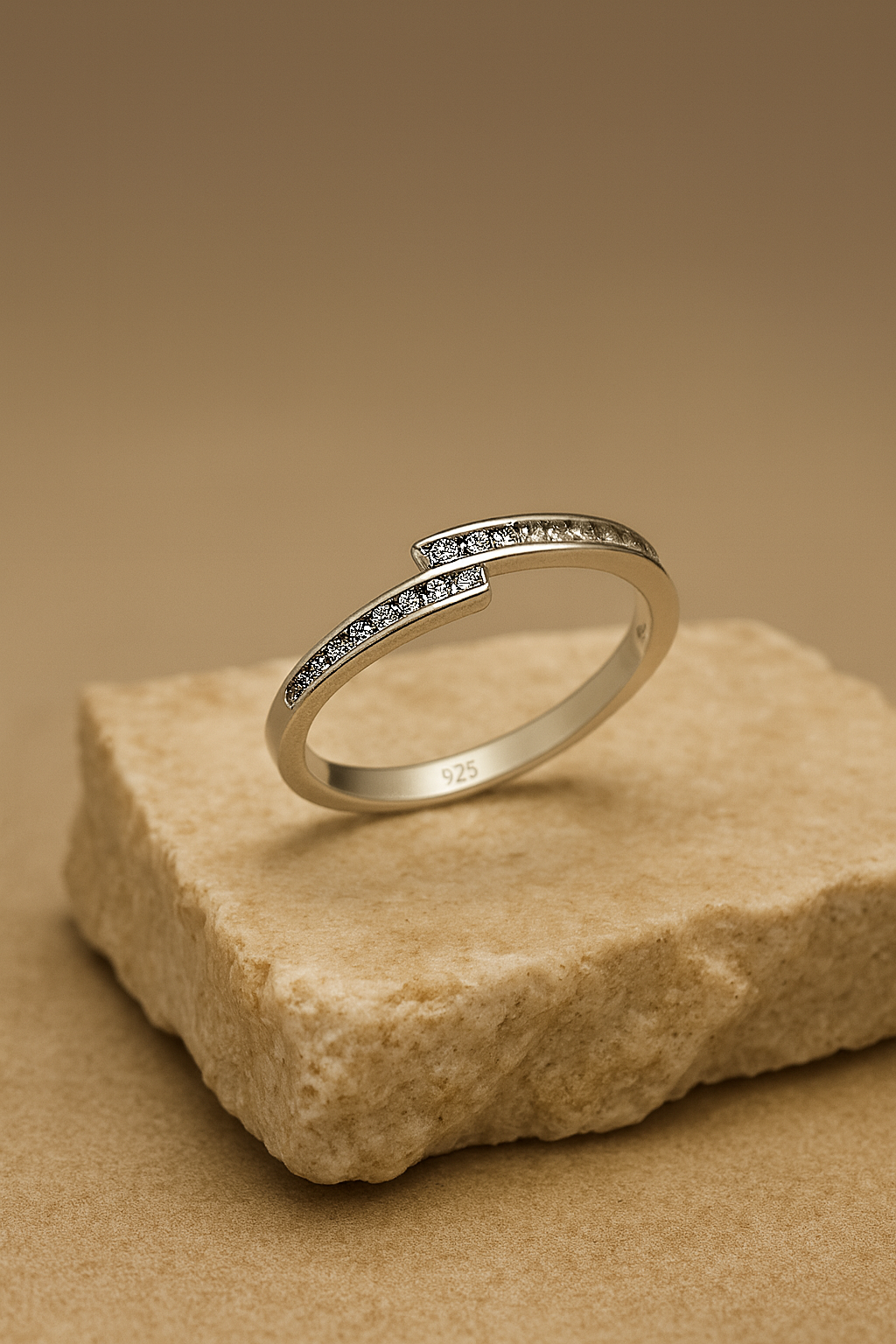 925 Silver Dual Curve CZ Band Ring