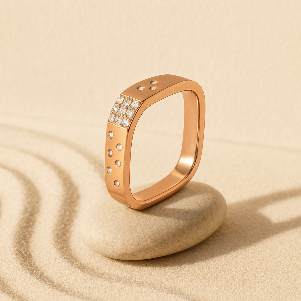 925 Rose Gold Pink Duo Curve CZ Ring