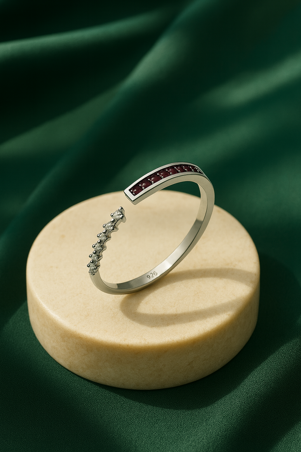 925 Silver Pink Duo Curve CZ Ring