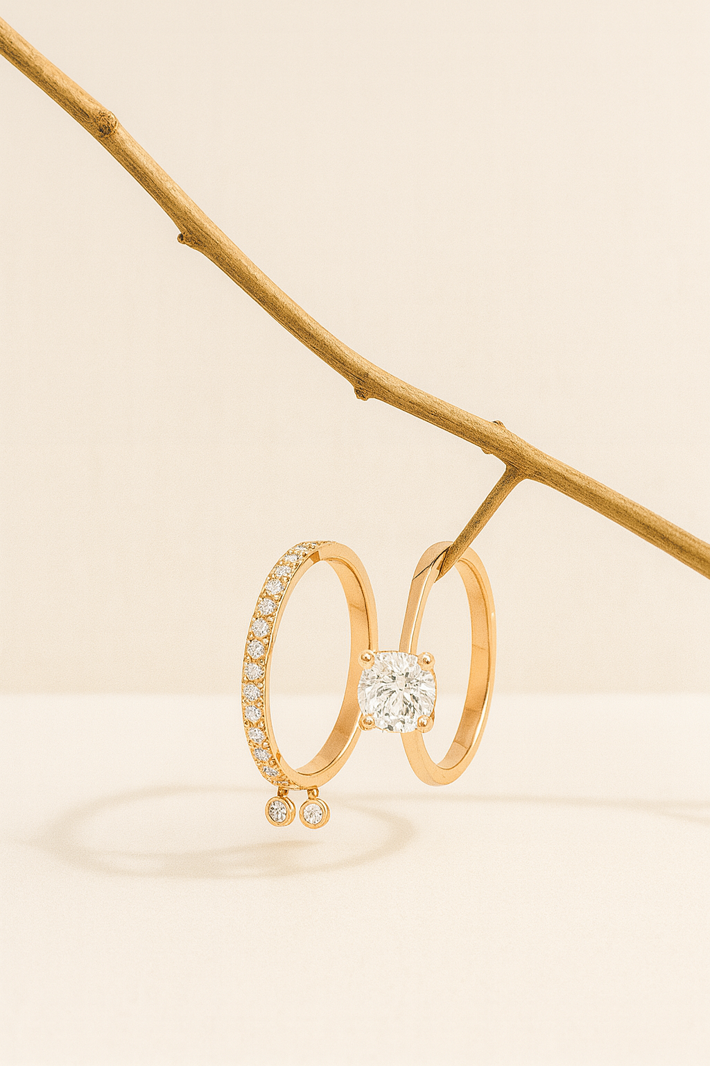 925 Rose Gold Combo Ring – Solitaire & Band