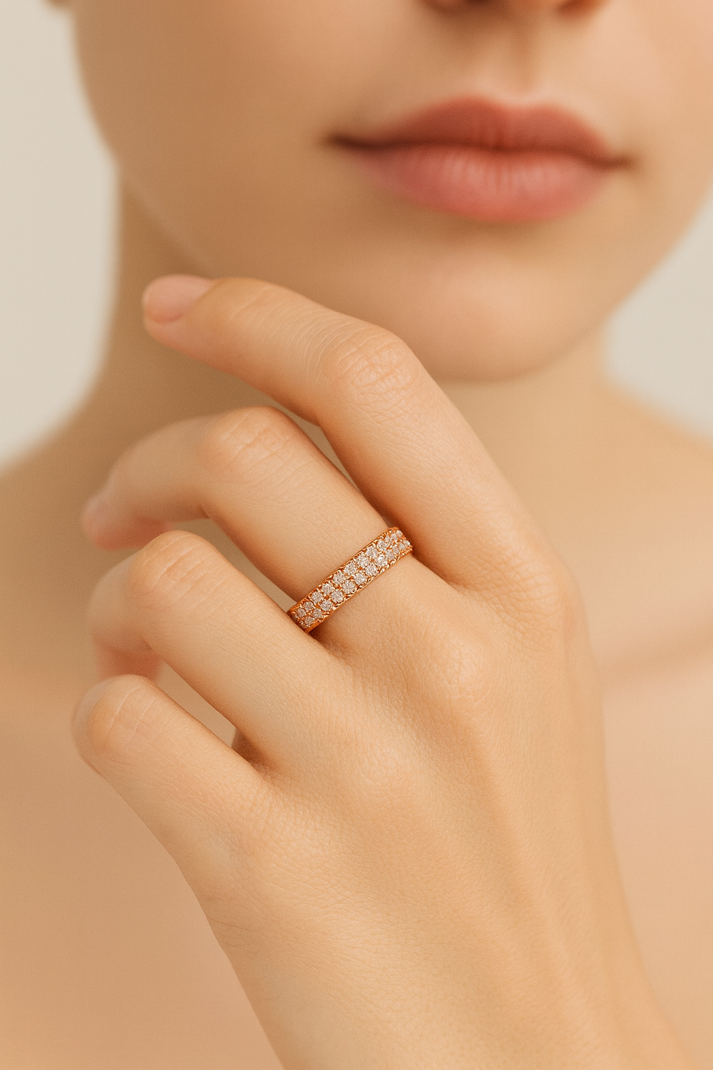 925 Rose Gold CZ Band Ring