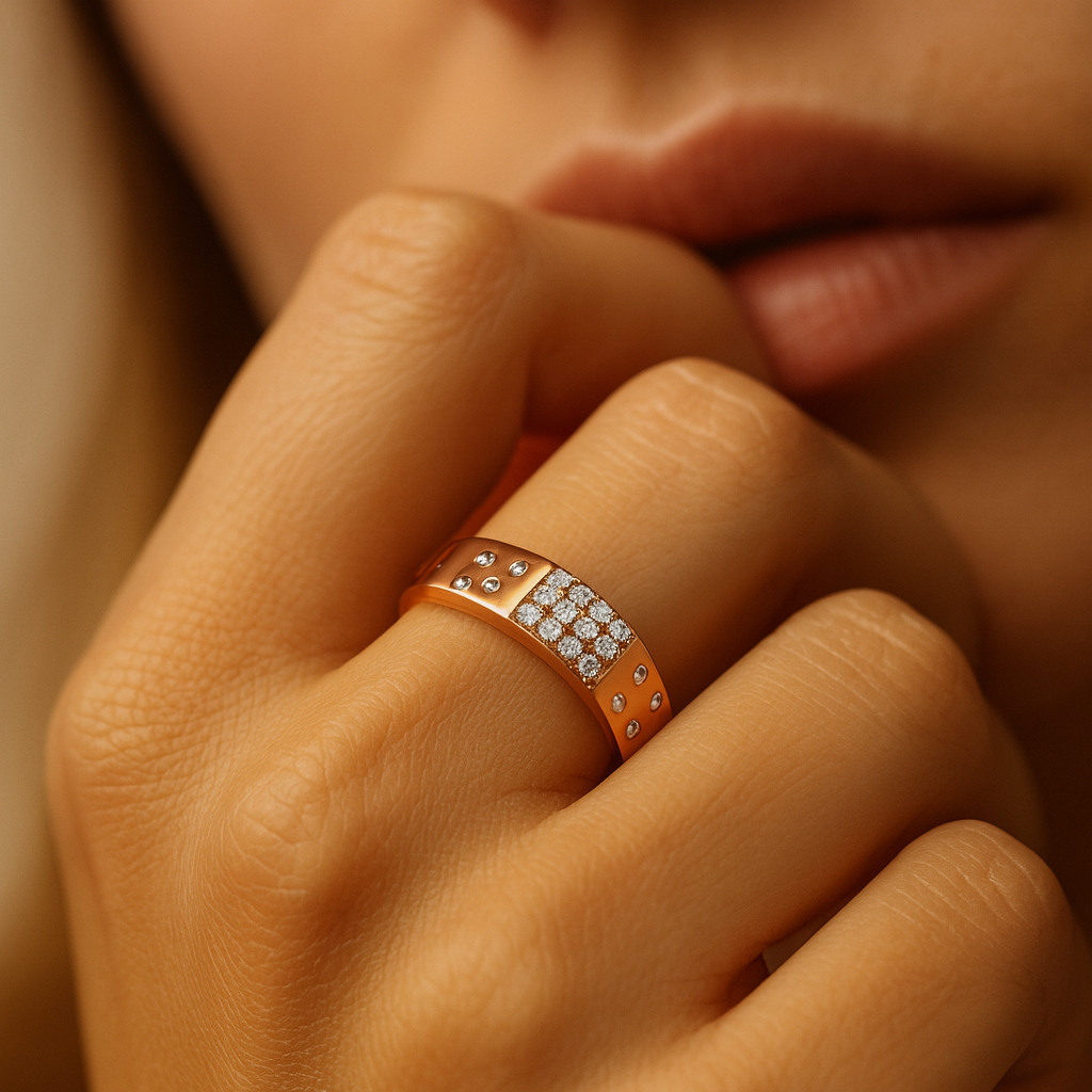 925 Rose Gold Pink Duo Curve CZ Ring