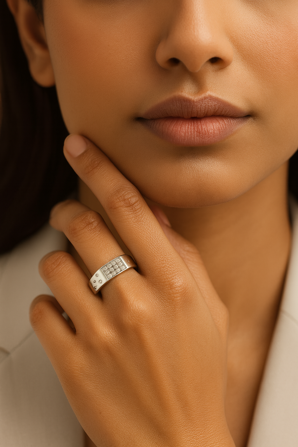 925 Rose Gold Square CZ Band Ring