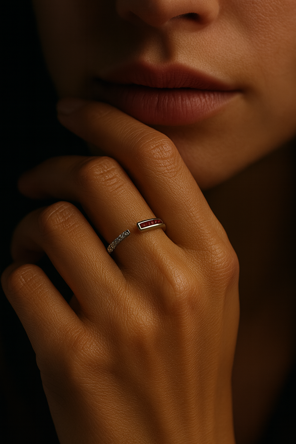 925 Silver Pink Duo Curve CZ Ring