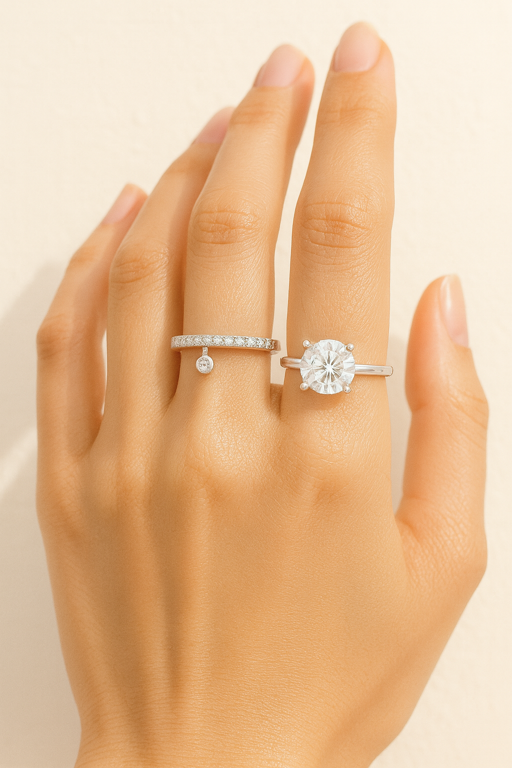 925 Silver Combo Ring – Solitaire & Band