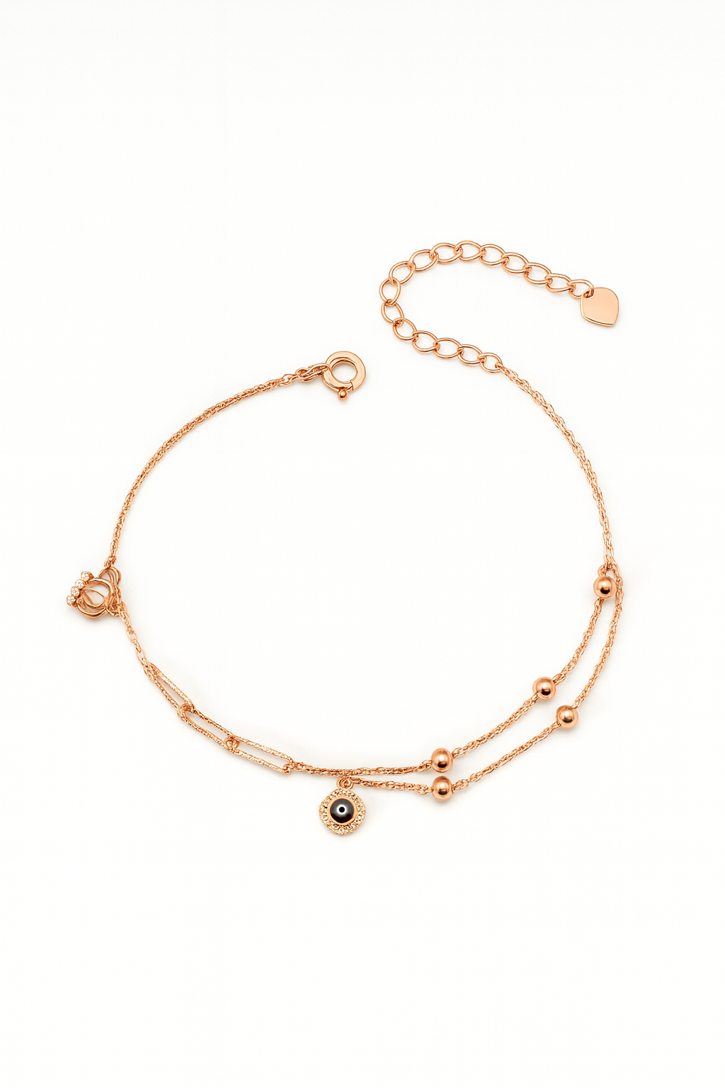 Rose Gold Evil Eye Layered Bracelet