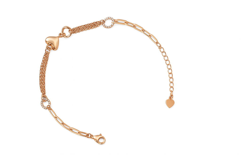 Rose Gold Heart Link Bracelet