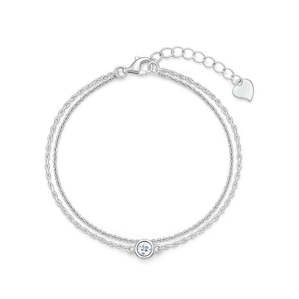 92.5 Silver Sleek Double Layer Bracelet