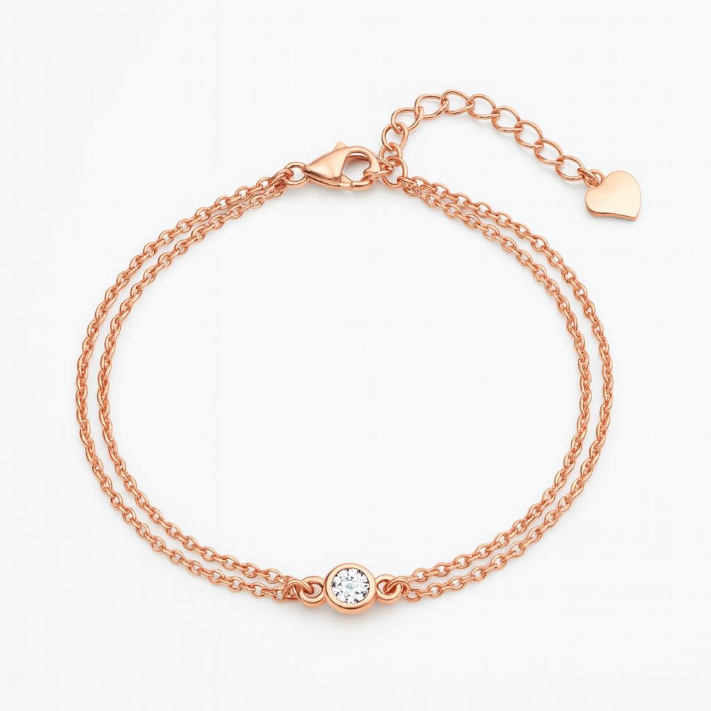 92.5 Rose Gold Sleek Double Layer Bracelet