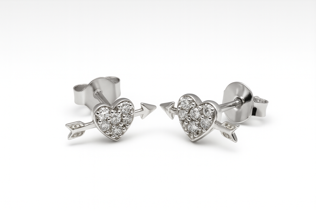 Silver Arrow & Heart Studs