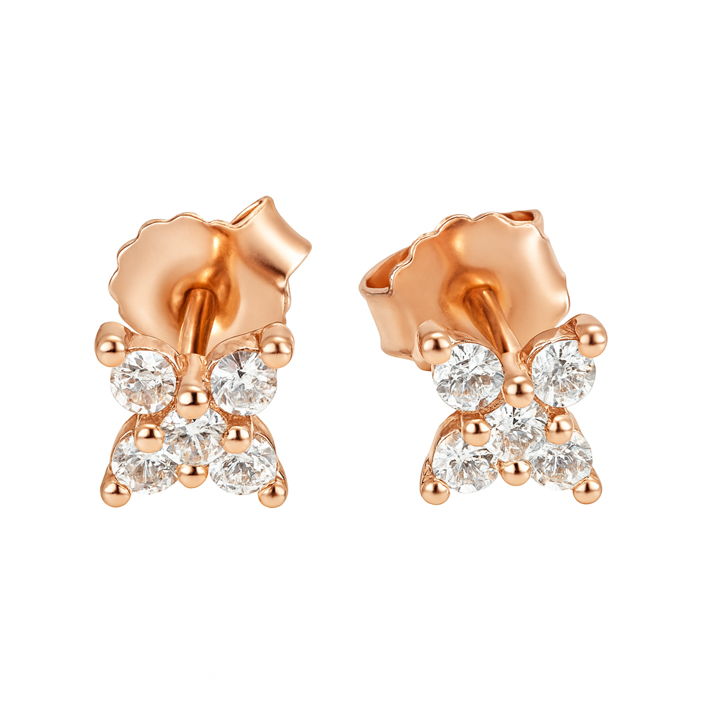 Rose Gold CZ Flower Studs