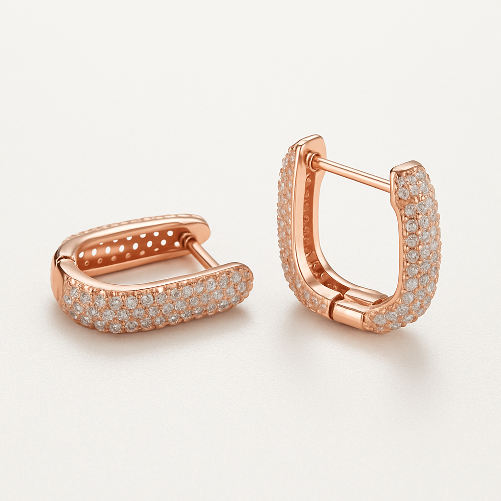 92.5 Rose Gold Charm Hoops