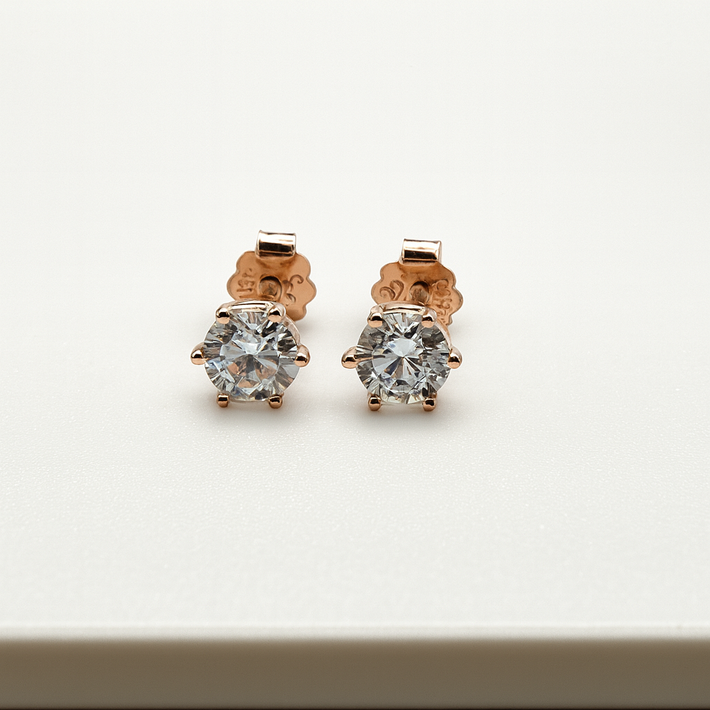 92.5 Rose Gold Circular Halo CZ Studs