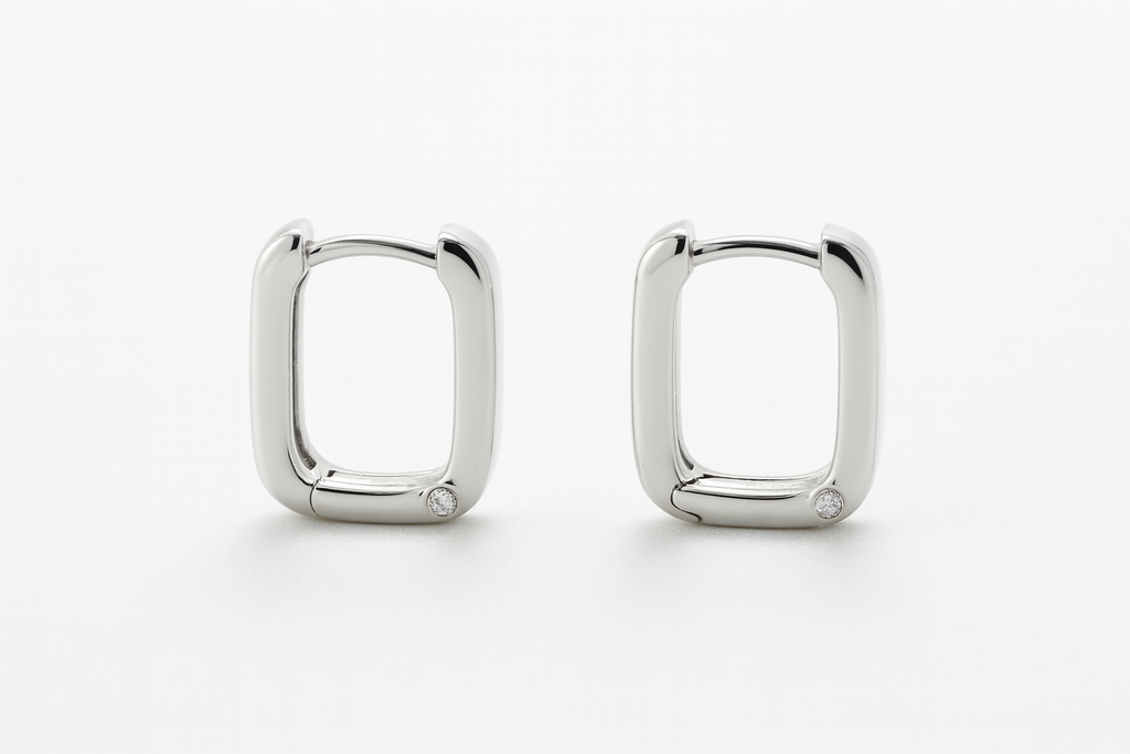 92.5 Silver Sleek Square Hoops