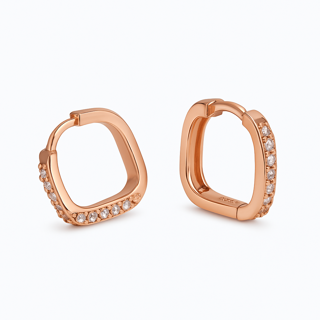 92.5 Rose Gold Prism Hoops