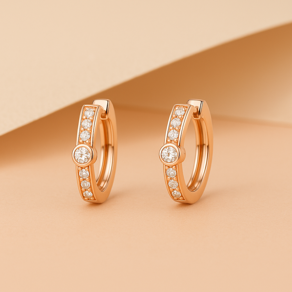 92.5 Rose Gold CZ Glow Hoops