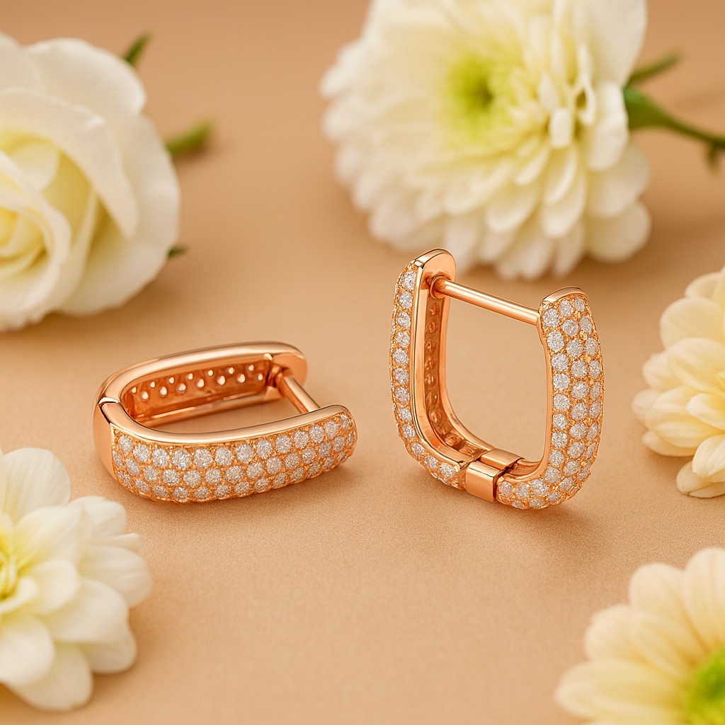 92.5 Rose Gold Charm Hoops