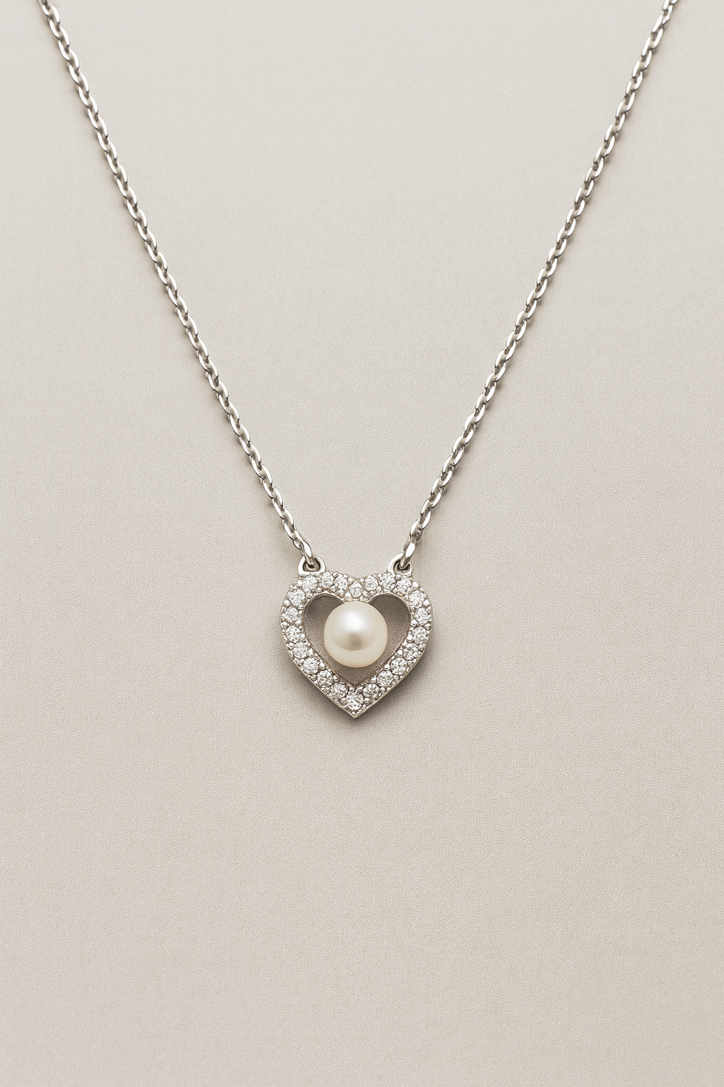 925 Silver Heart Pearl & CZ Locket