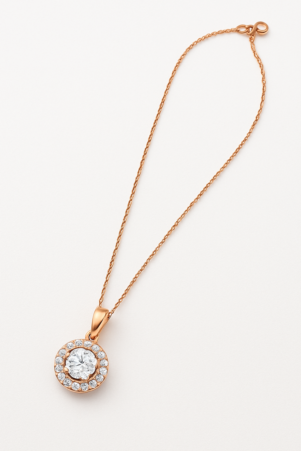 925 Rose Gold Minimal Halo CZ Pendant