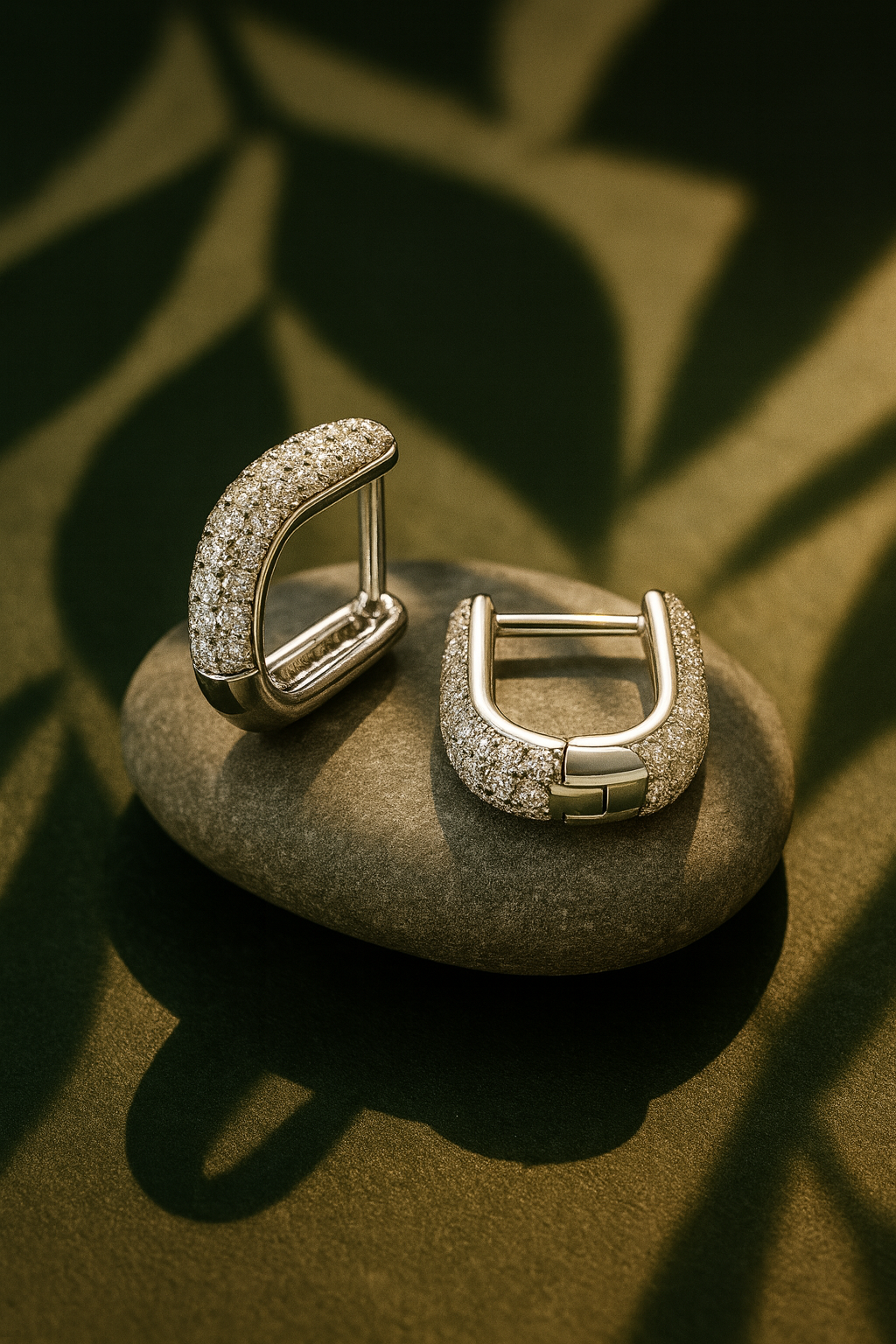 92.5 Silver CZ Rectangle Hoops