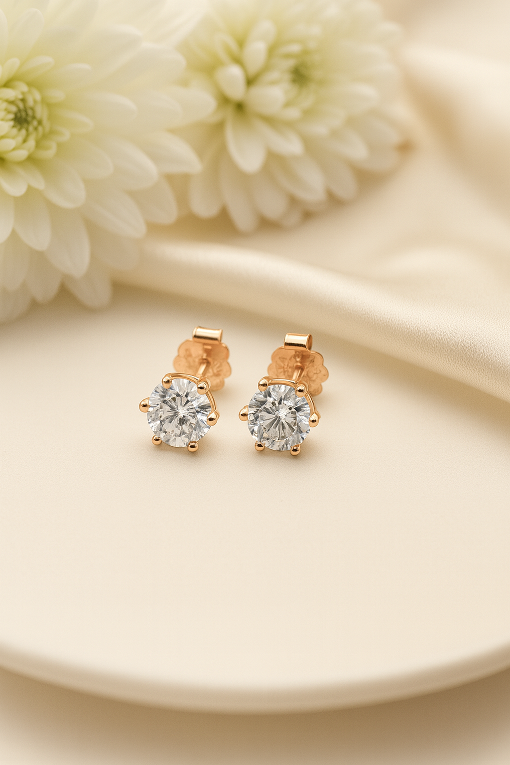 92.5 Rose Gold Circular Halo CZ Studs