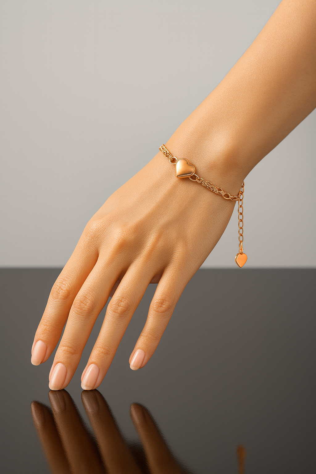 Rose Gold Heart Link Bracelet