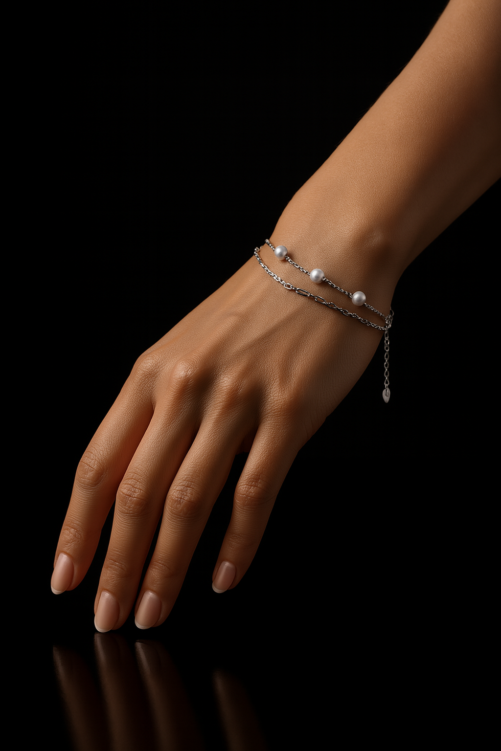 Silver Pearl Charm Bracelet