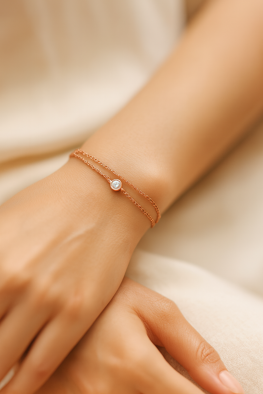 92.5 Rose Gold Sleek Double Layer Bracelet