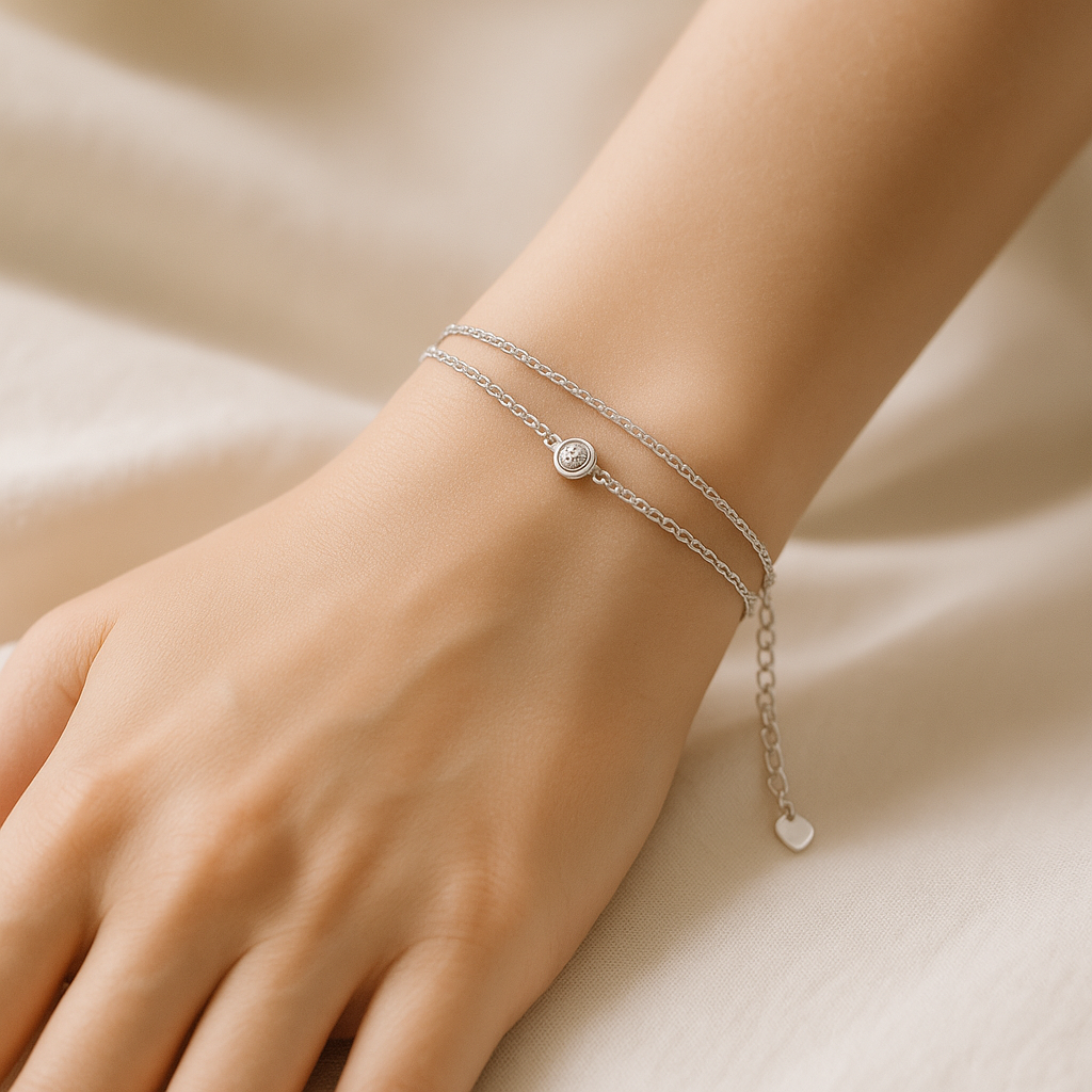 92.5 Silver Sleek Double Layer Bracelet