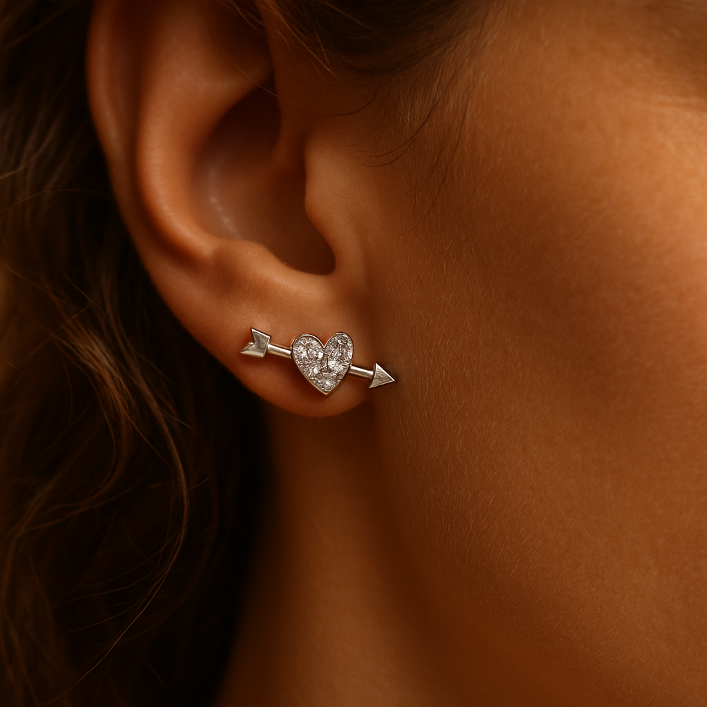 Silver Arrow & Heart Studs
