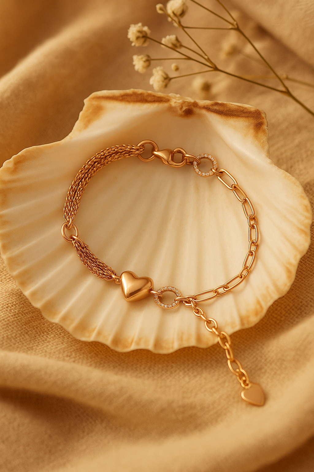 Rose Gold Heart Link Bracelet