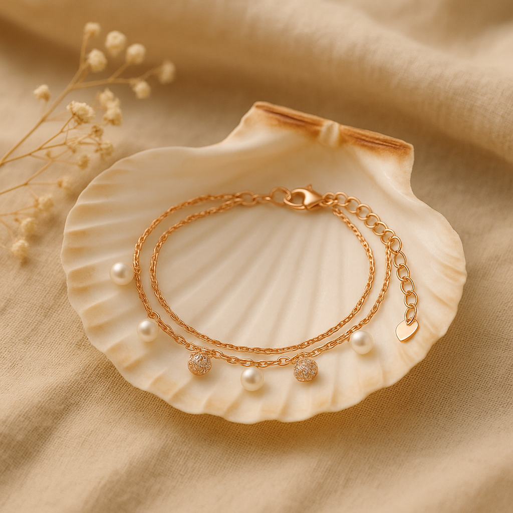 Rose Gold Shimmer Pearl Bracelet