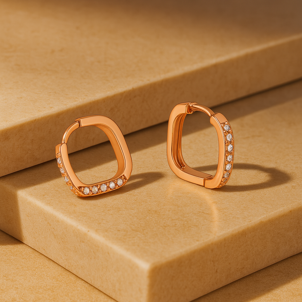 92.5 Rose Gold Prism Hoops