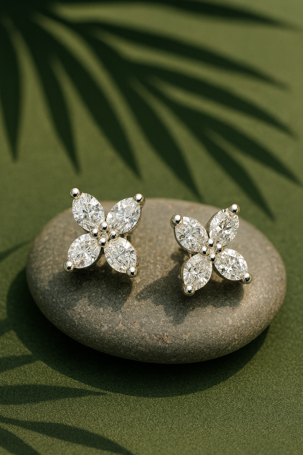 Silver CZ Flower Studs
