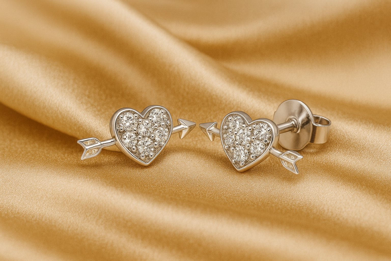 Silver Arrow & Heart Studs