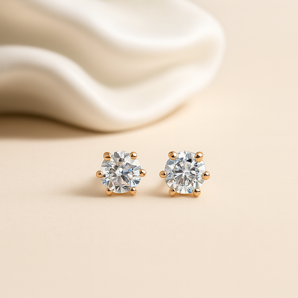 92.5 Rose Gold Circular Halo CZ Studs