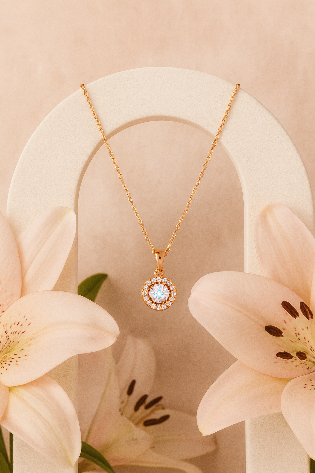 925 Rose Gold Minimal Halo CZ Pendant