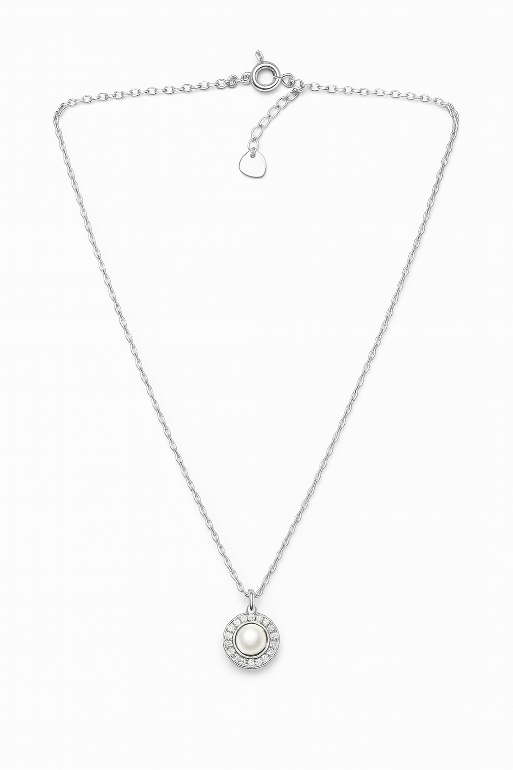 925 Silver Pearl Halo CZ Pendant