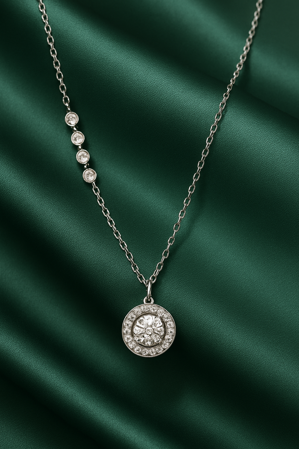 925 Silver Halo CZ Pendant