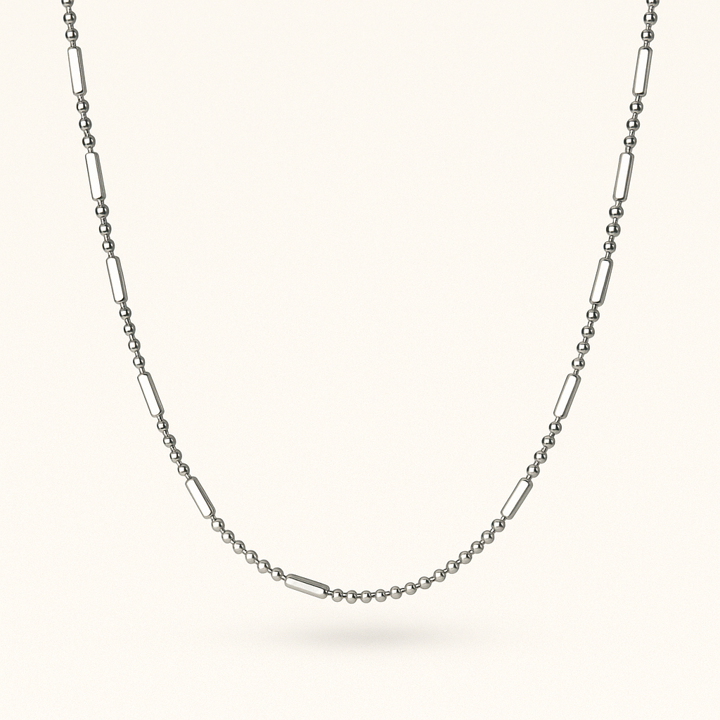 Silver Bead & Rectangle Chain