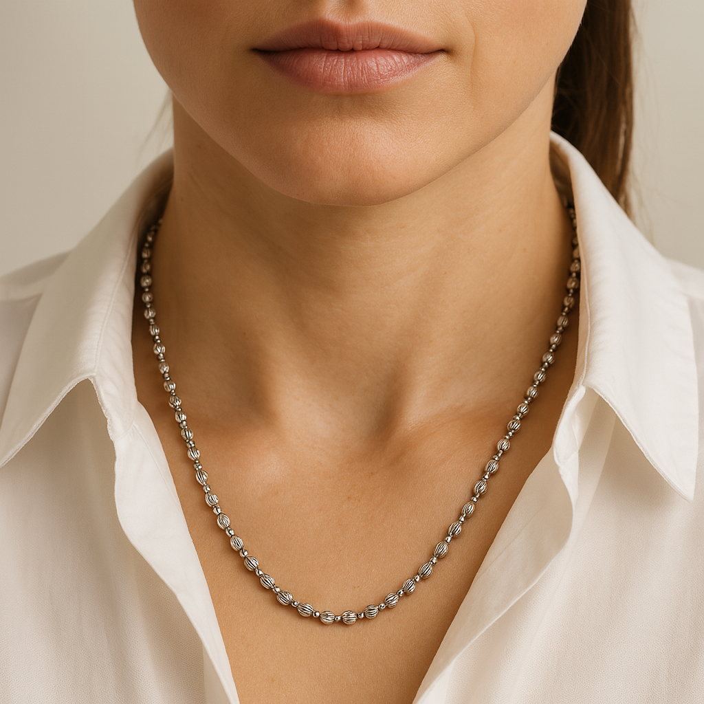 Silver Bead Statement Chain